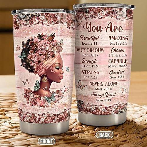 Miniatura 3 de SANDJEST Taza Negra para Mujer de 20oz de Acero Inoxidable Aislada para Café de Viaje Tazas de Regalo para Mujeres y Niñas en Cumpleaños y Navidad