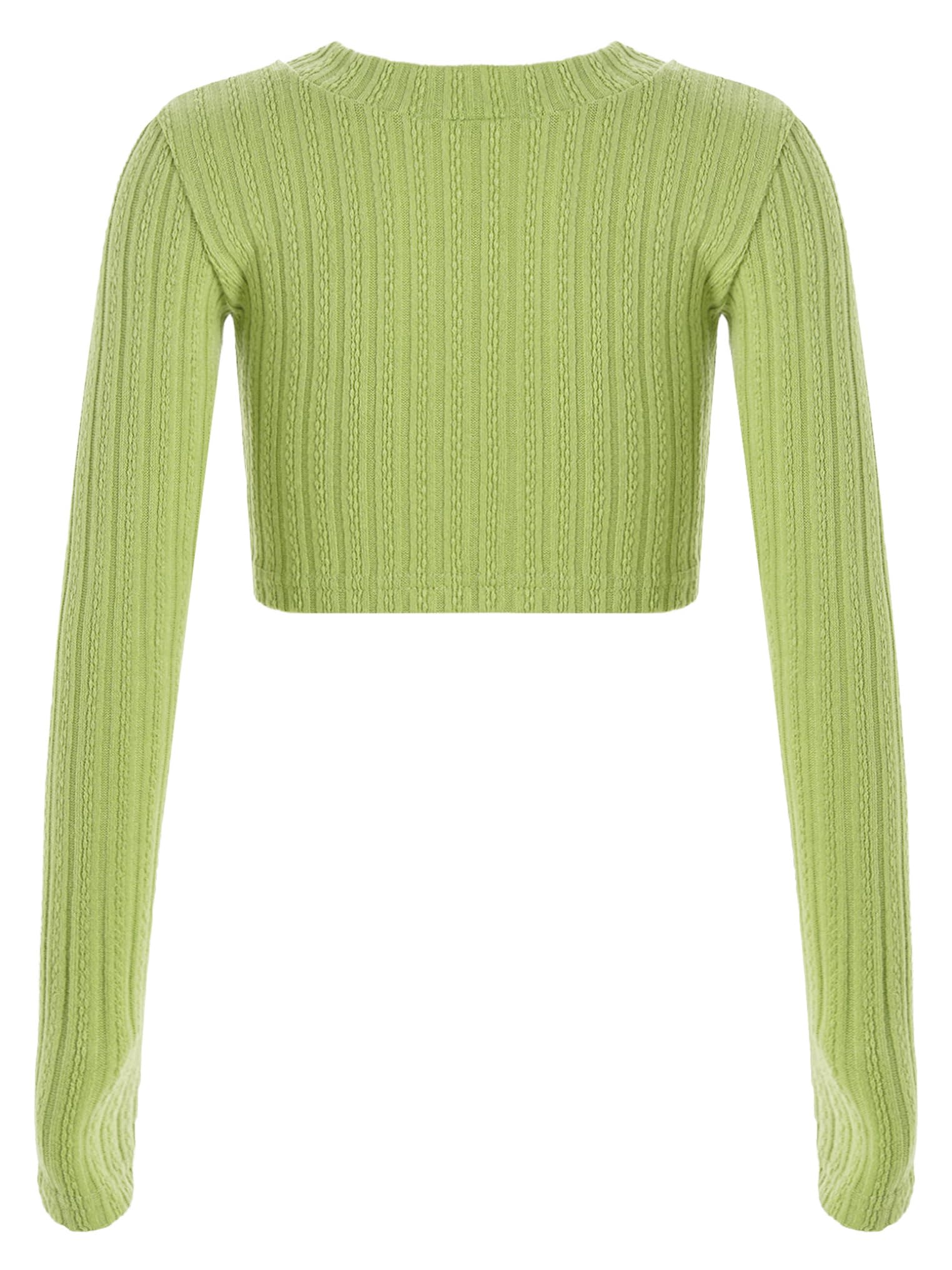 YEAHDOR Girls Ribbed Knit Crop Top Ballet Dance Tops Dance Warm Up Pullover Casual Long Sleeve Fitted Tees Green 4-5 Years