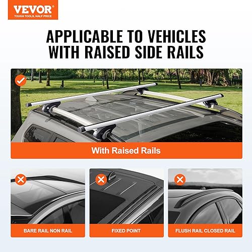 Miniatura 2 de VEVOR Barras transversales universales para portaequipajes, barras transversales de aluminio de 54 pulgadas, riel lateral elevado con hueco,