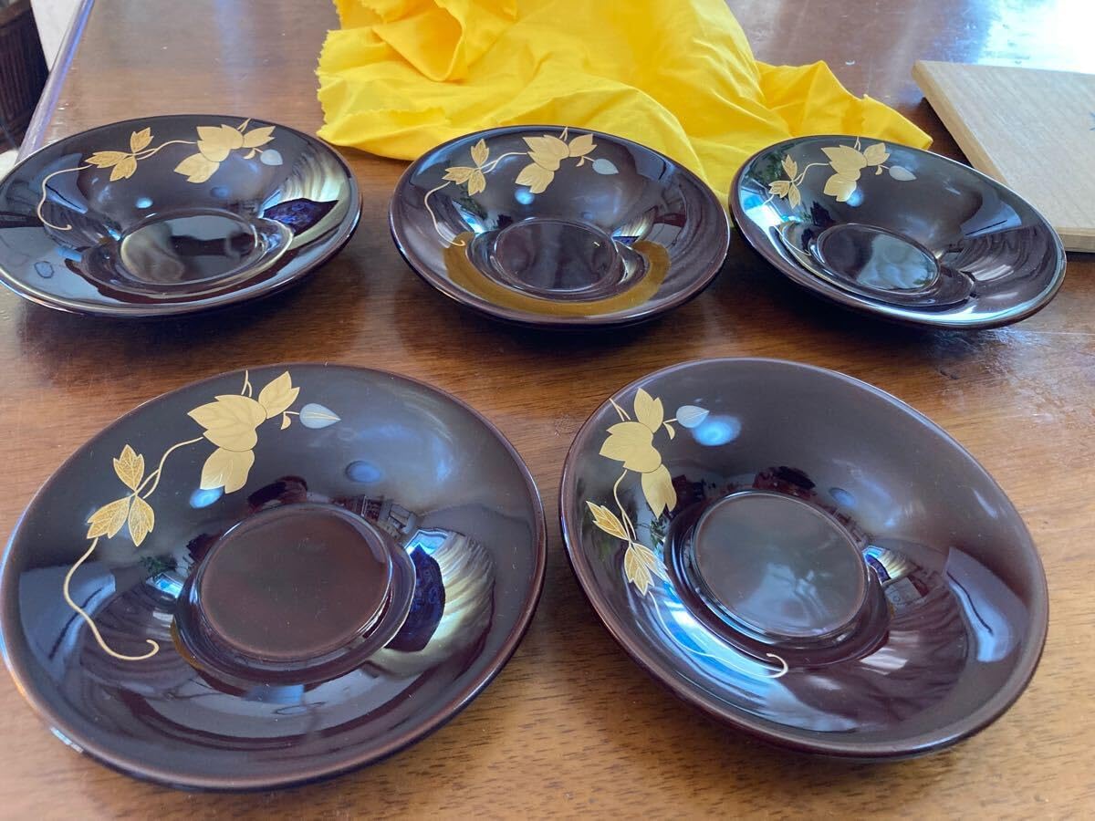 輪島塗 茶托 5枚セット 木箱入り 漆芸 漆器 みやきた 伝統工芸 石川県