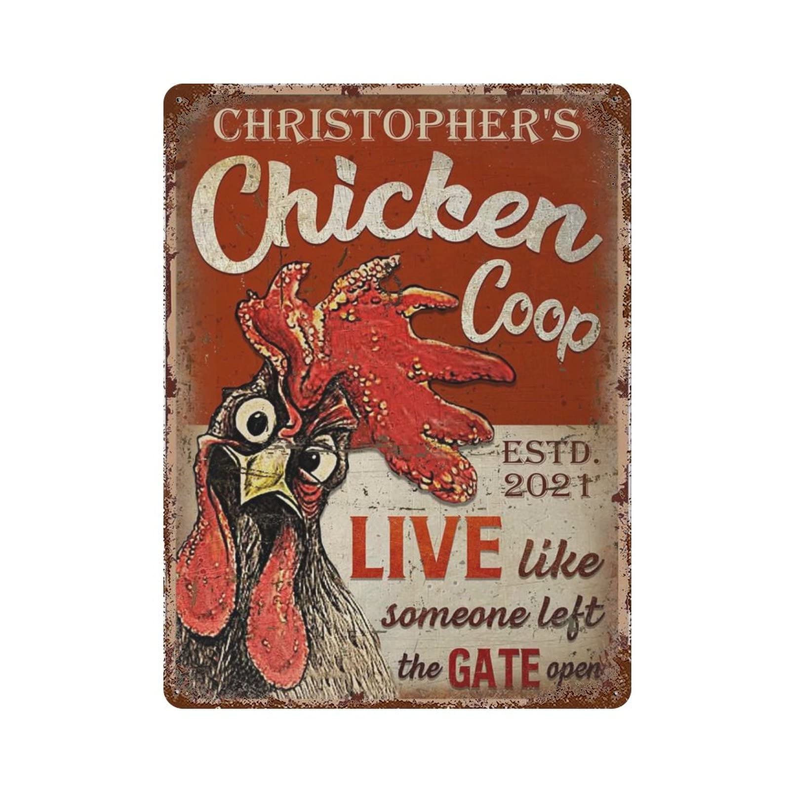 AOOEDM Chicken Coop Vintage Metal Sign for Home Shop Coffee Garage Man Cave Signs Wall Plaque Kitchen Bar Sign Wall Decor Poster