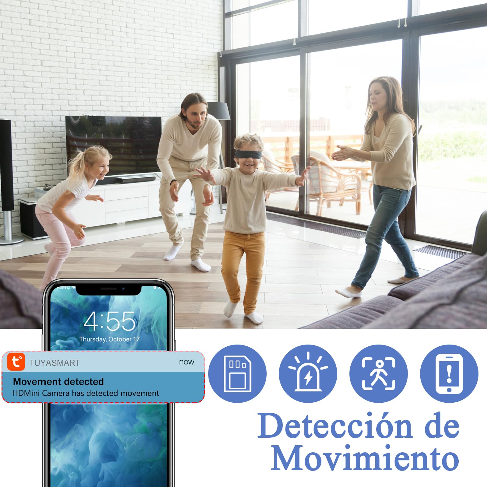Reloj WiFi Cámara Oculta 1080P WiFi Espía Cámara con Función de Despertador, 2.4/5Ghz Mini Wificámara Espía Compatible con Visión Nocturna y Detección de Movimiento, App Vigilancia Remota