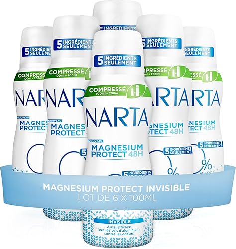 Narta - Déodorant Spray Compressé - Magnesium Protect Invisible, Lot de 6 x 100 