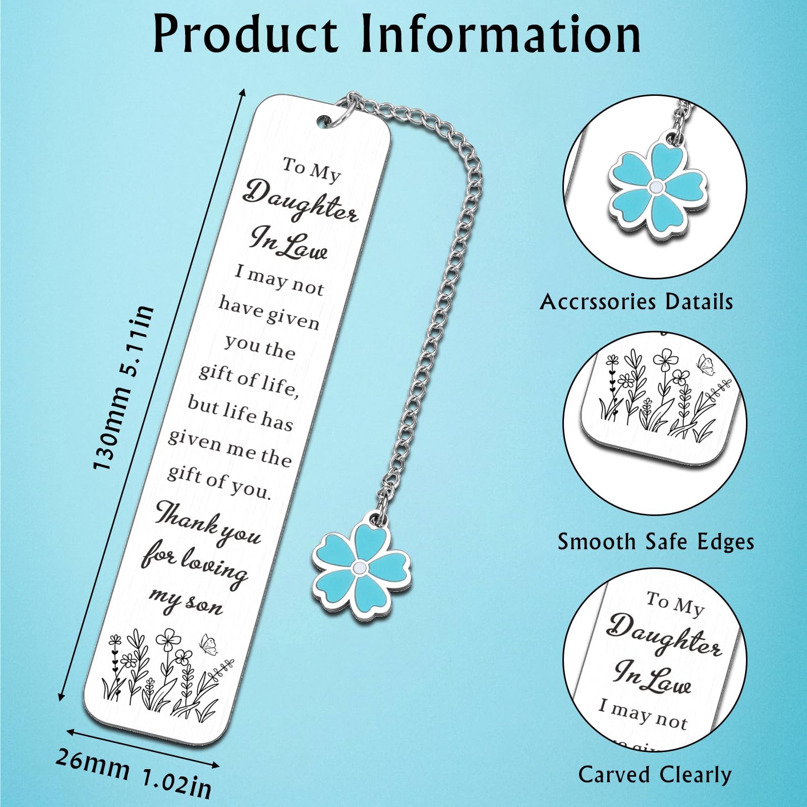 Future Daughter in Law Gifts from Mother in Law Daughter in Law Mothers Day Birthday Gifts for Daughter-in-Law Anniversary Wedding Gift for Bride from Mother-in-Law Bookmark for Book Lover Christmas