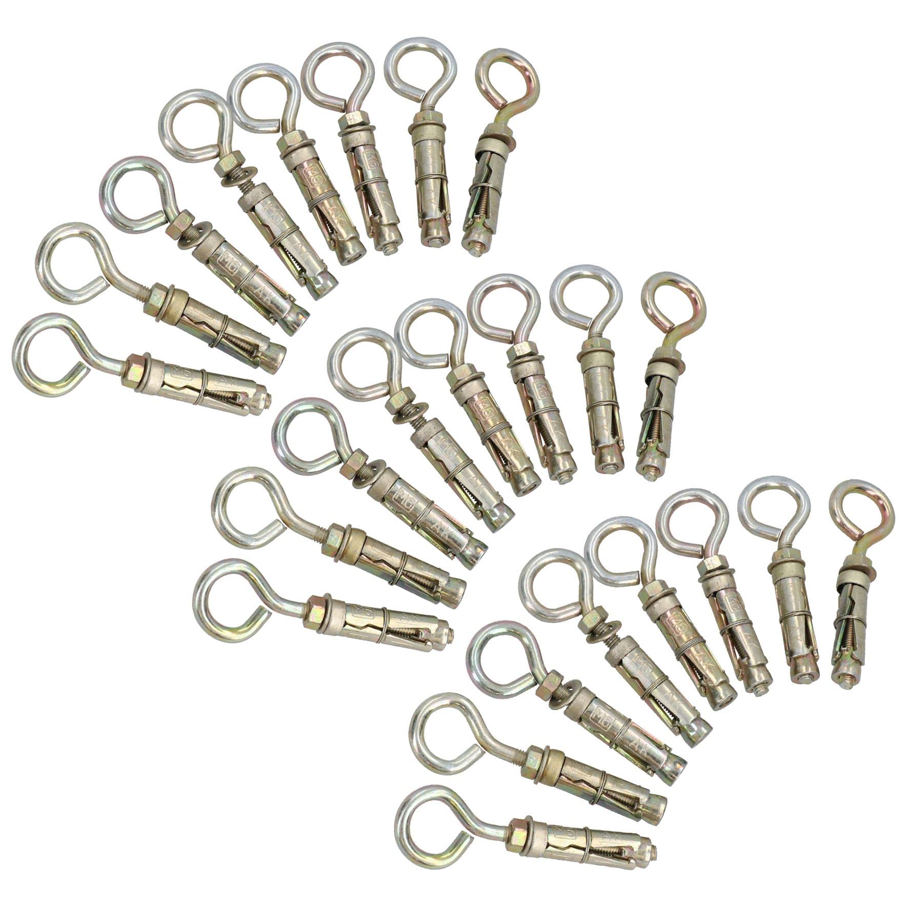 Ab Tools 6Mm Close Hook Anchor Eye Bolt Rawl Expansion Bolts Shield Wall 24 Pack