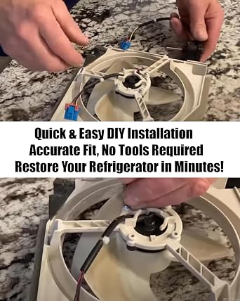 EAU65058511 Refrigerator Condenser Fan Motor Assembly Fit for LG Freezer Refrigerator Compressor Cooling Fan Motor MOD.RFD3410A111A, DC 12V 1A DC Voltage Evaporator Fans