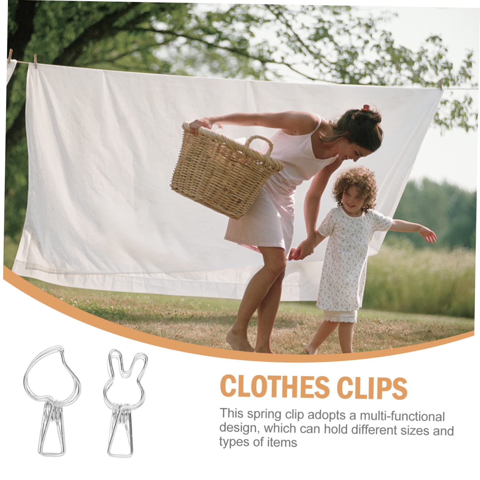 MAGICLULU 60pezzi Mollette Acciaio Inossidabile Forma Creativa Clip Per Abbigliamento Multi- Design Unico Per Uso Molletta Antivento Asciugare Vestiti