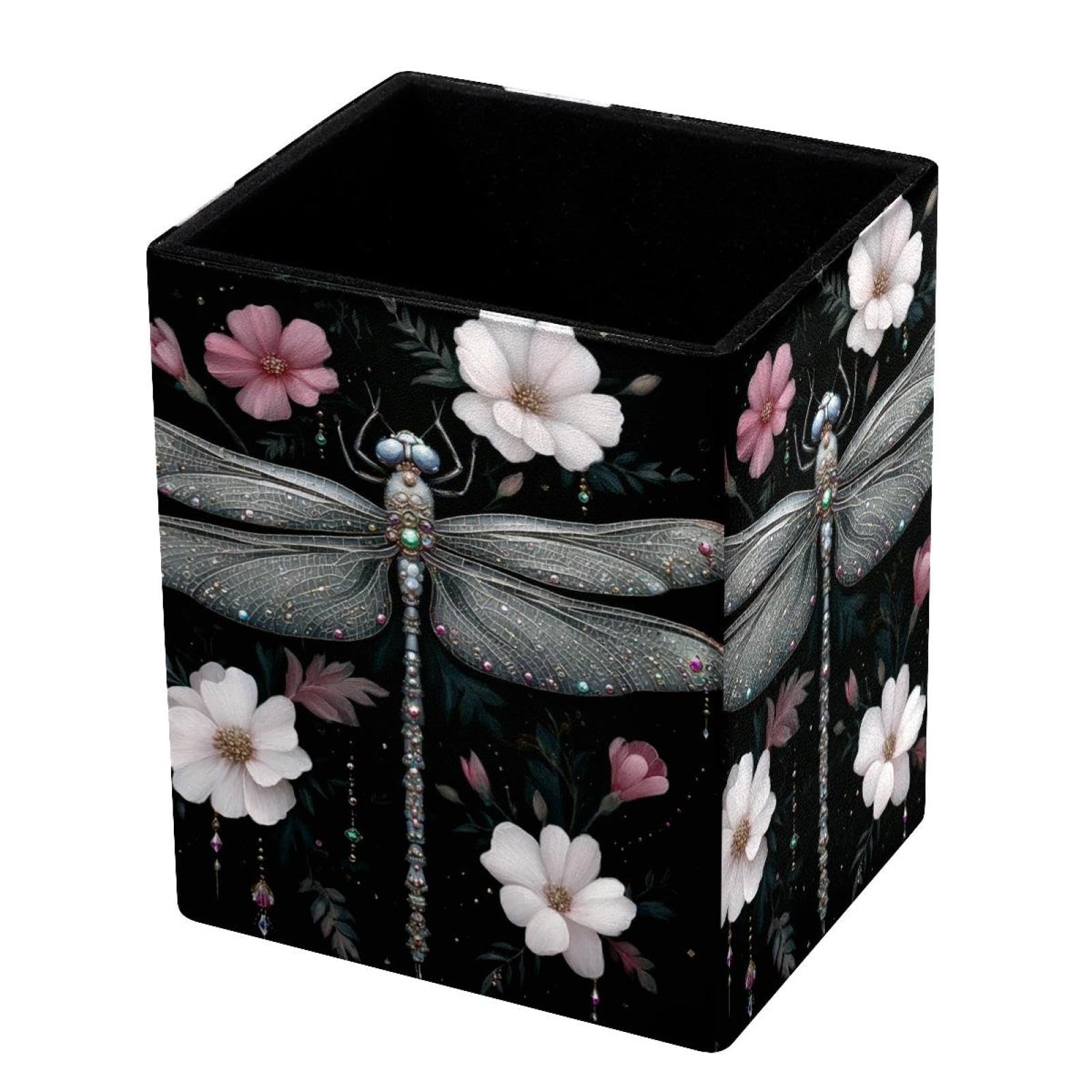 VAPOKF Pencil Holders for Desk, Dragonfly Printed Pen Holders Pen Pot Makeup Brushes Storage Desktop Stationery Supplies Organiser for Home Office