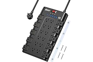 SUPERDANNY 22 AC Outlets Power Strip with 4 USB Charging Ports
