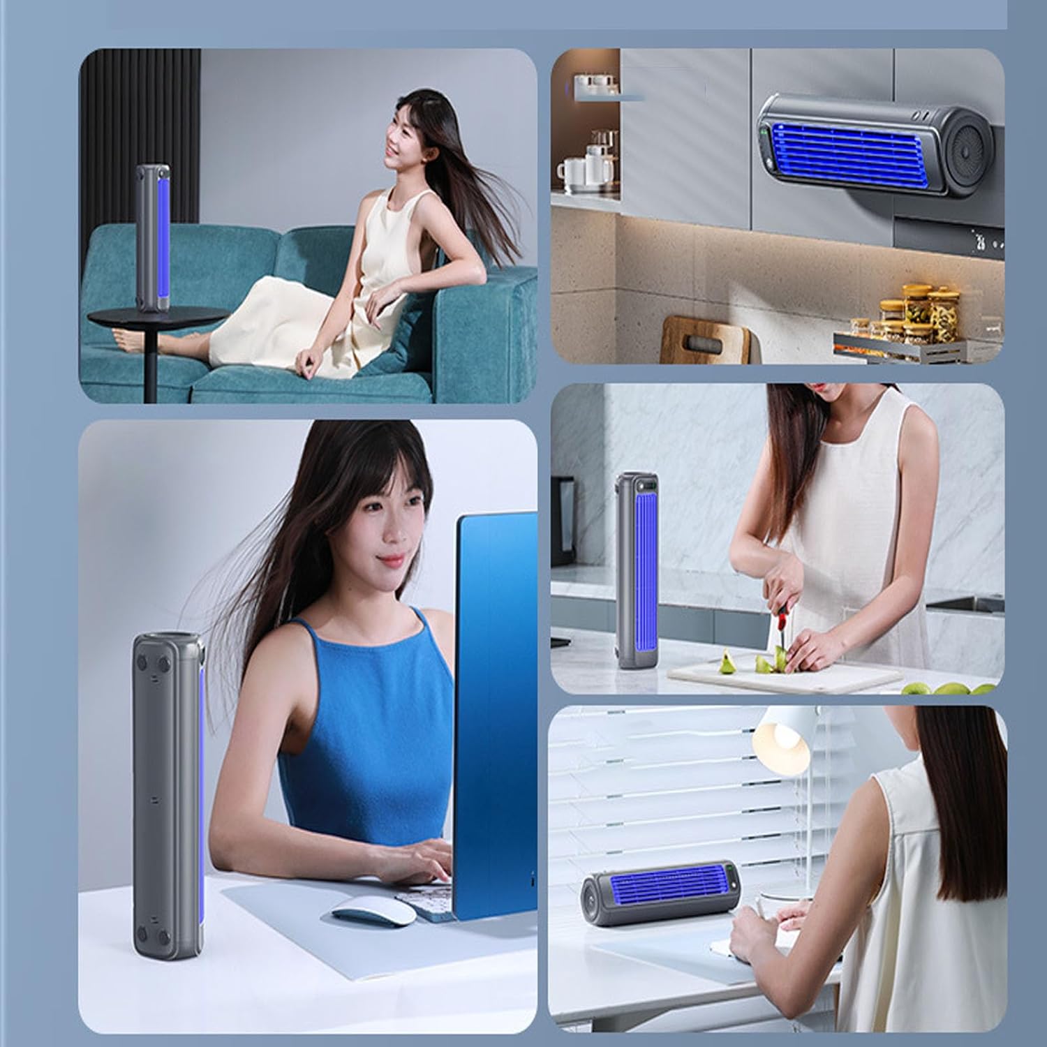 Aurovault Mini Air Conditioner, Migilife Cooling Ace, Wireless Charging Mini Air Conditioner, Aire Acondicionado Portátil Para Cuarto, MiniAir Conditioners, Rechargeable Tower Fan (Grey)