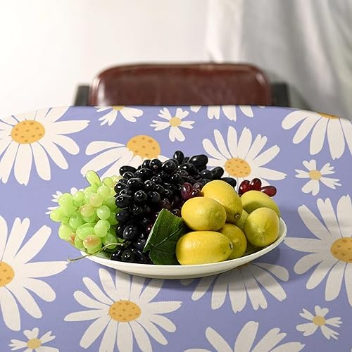 Miniatura 1018 de Mantel floral hippie, diseño retro de los años 70, naranja, rosa, azul, floral, bohemio, estampado estético de margaritas, para fiesta, picnic