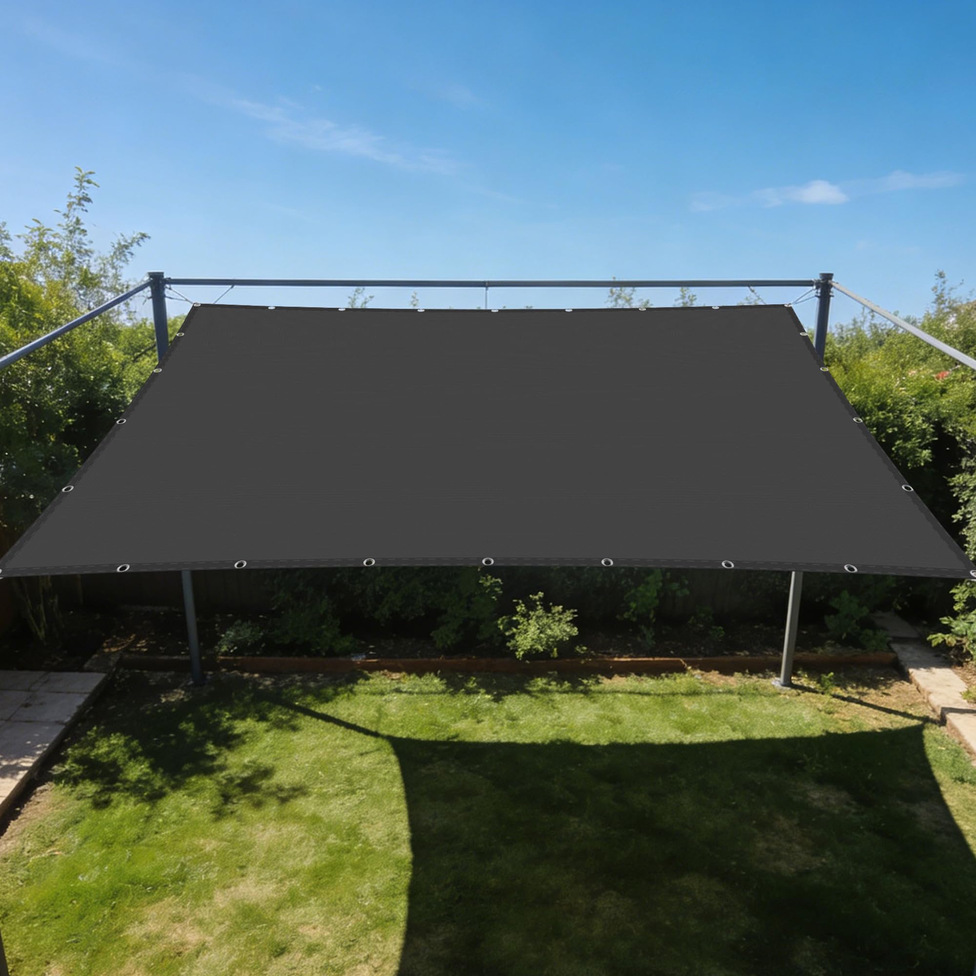 Voile d'ombrage rectangulaire grise 140x600 auvent imperméable extérieur jardin