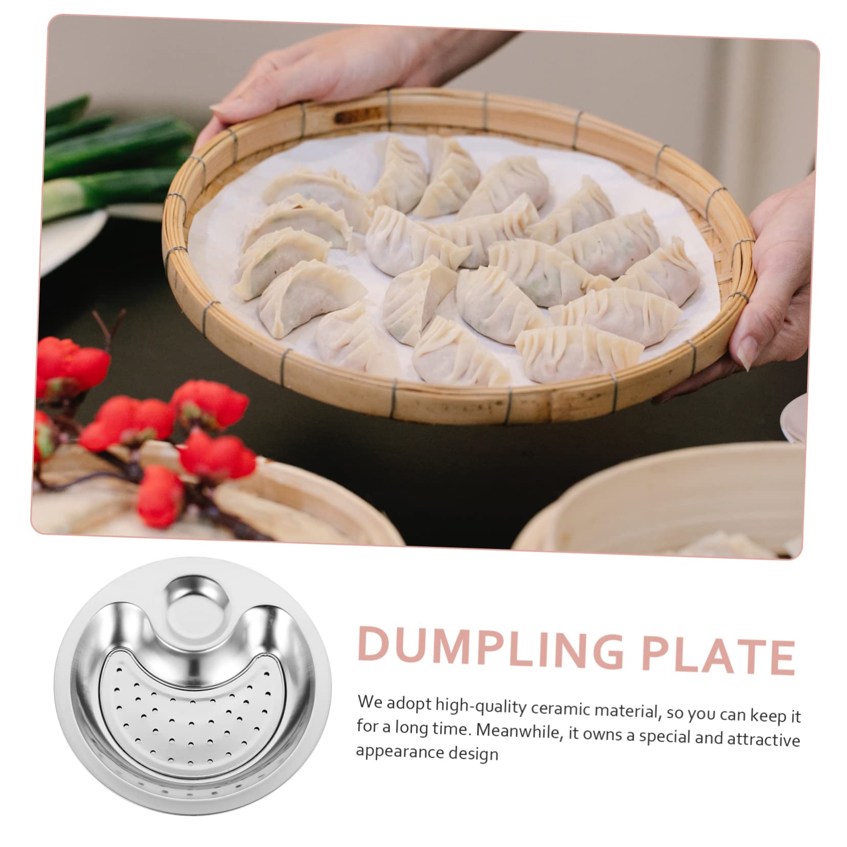 CIYODO Plate with Dipping Saucer 2 Tier Tray Appetizer Tray Sauce Serving Plate Chip & Dip Serving Dish Chip Dip Serving Dish Dumpling Plate Dumplings Dish Draining Plates Serving Dishes