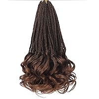 Vista 94 de Cabello de ganchillo con rizos franceses, trenzas de cabello de ganchillo con puntas rizadas, 14 pulgadas, preenlazadas, trenzas de caja tipo diosa