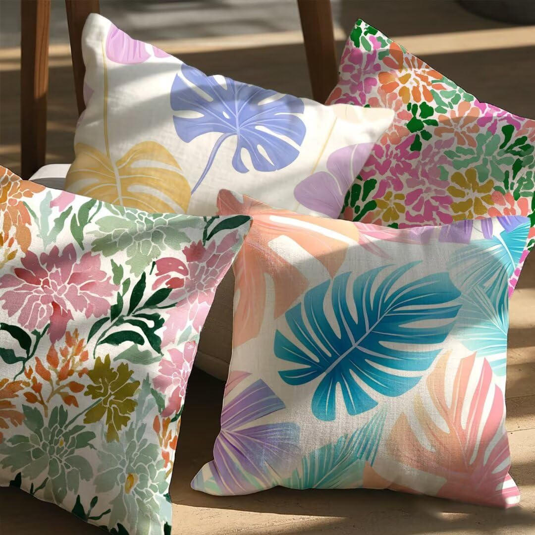 Fundas Cojines 40x40 cm Exterior Cojines Bohemia Fundas de Almohada Juego de 4, Cuadrados Funda Cojin Rosa Almohadas con Cremallera, Sofa Cama Decorativos para Hogar, Jardín, Salón y Dormitorio Ym39
