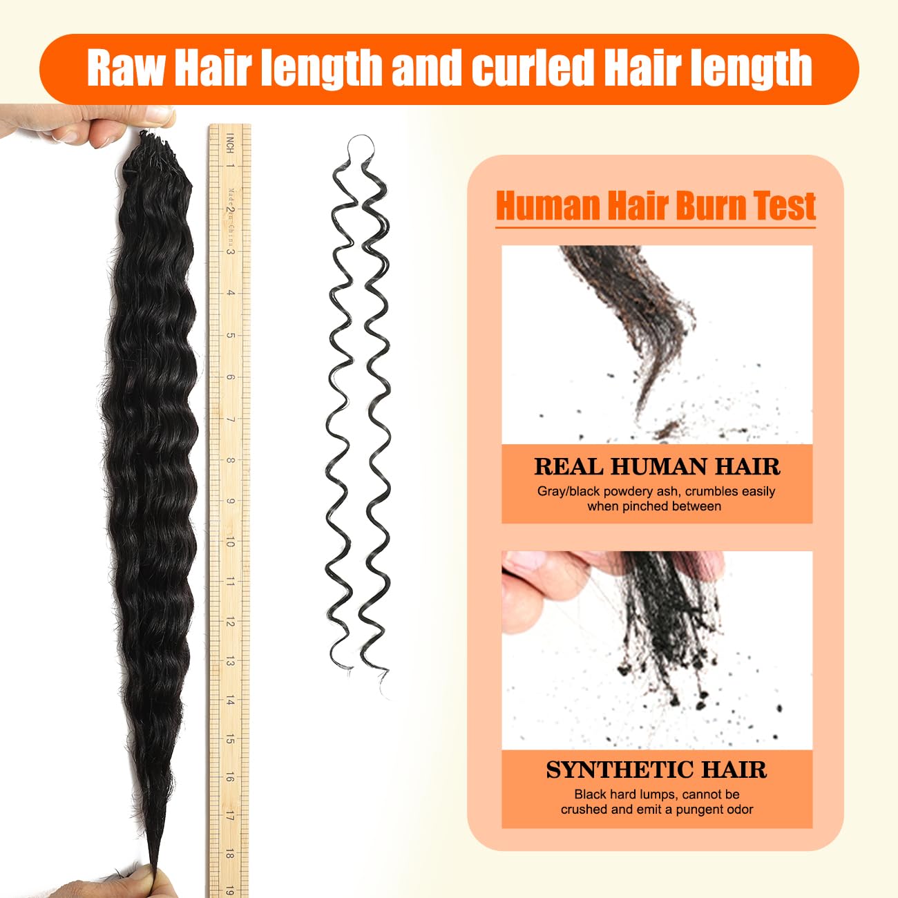 Human Crochet Hair for Black Women, 18 Inch 50g Pre-Separated Deep Wave Feather Extensions with Invisible Miracle Knots, Natural Black