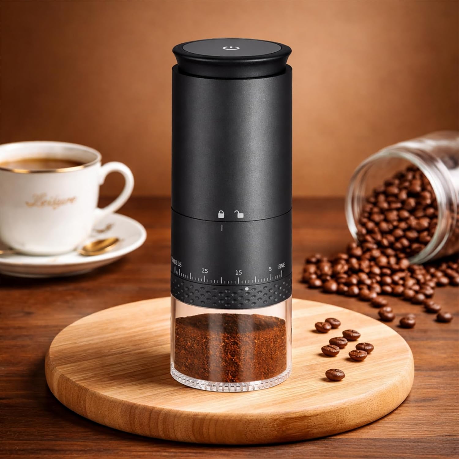 Electric Coffee Grinder with 38 Grind Settings, Ceramic Grinding Core, Smart Digital Display, Type-C Charging, Portable & Efficient Espresso Bean Grinder