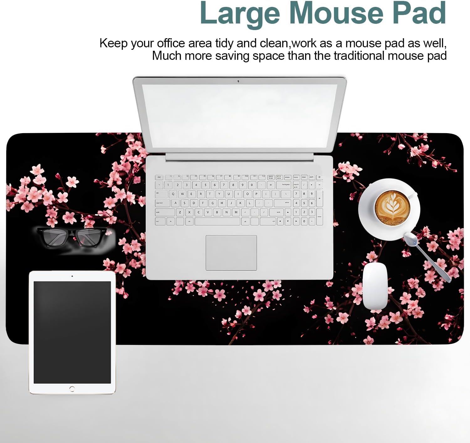 Cherry Blossom Extended Gaming Mouse Pad 35.4 x 15.7 Inch – Japanese-Inspired Desk Mat for Gaming, Office, and Study with Non-Slip Rubber Base