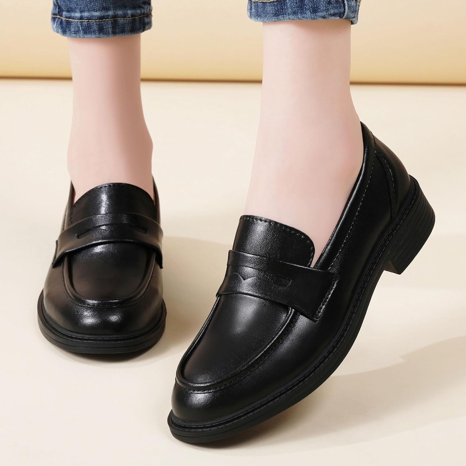 QJN Loafers for Women Black Penny Loafer Business Casual Shoes Women's Loafers & Slip-Ons Ladies Flats Comfortable Dressy - Image 9
