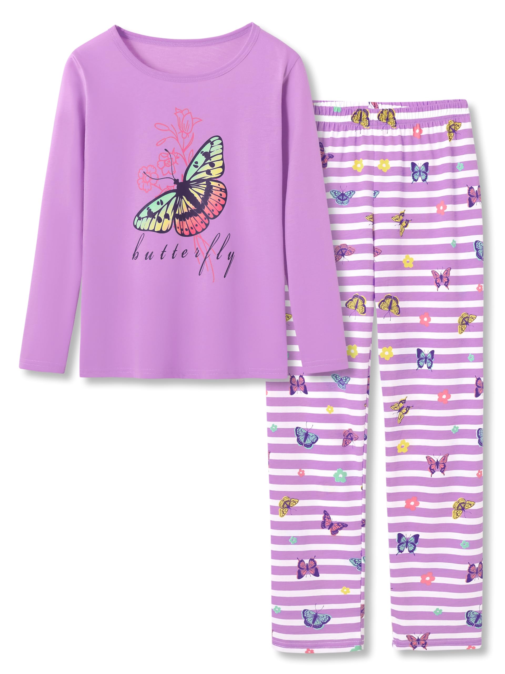Tebbis Pajamas for Big/Teen Girls – Pink Checker PJS Soft Long Sleeves & Pants Set Jammies Set Size 6-18