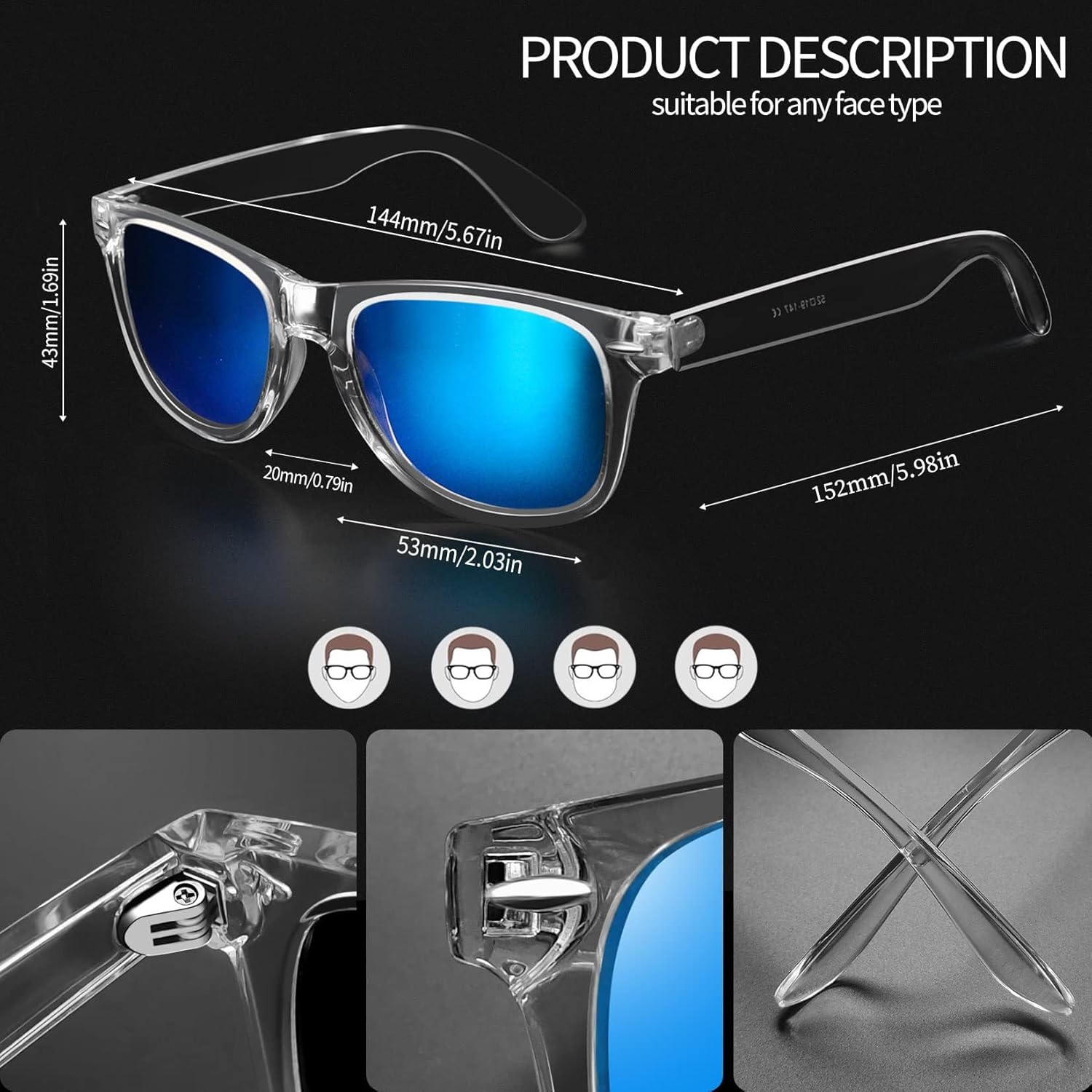 Joopin 3 Pack Square Sunglasses Polarized UV Protection Trendy Sun Glassses Fashion Shades for Women Men - Image 4