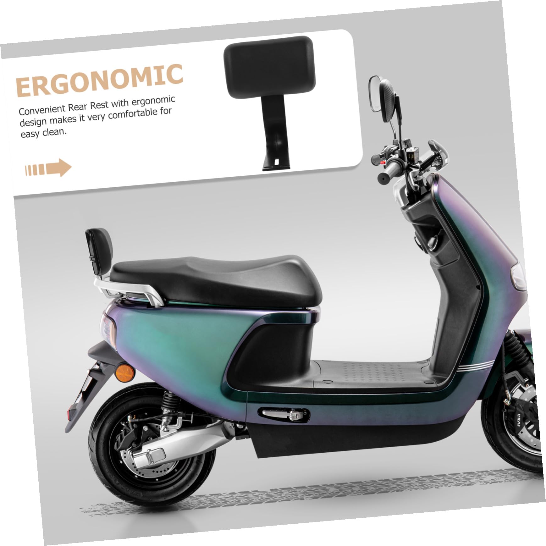 Gatuida Cuscino Schienale Poggiapiedi per Elettrica Nero per Comoda in e Metallo per Spostamenti in Bici