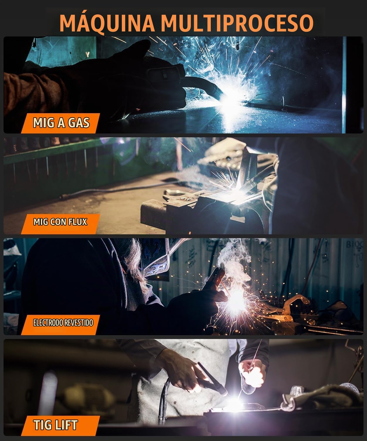 HITBOX Soldadora MIG 5‑en‑1 Monopulso IGBT Pantalla Color MIG MAG TIG ARC