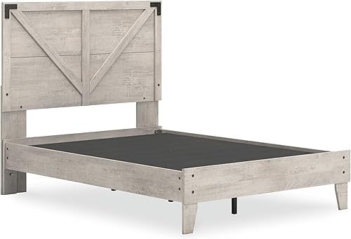 Miniatura 60 de Signature Design by Ashley - Base de cama con plataforma de granja casual Shawburn, tamaño matrimonial, cal desgastada Encalar,Gris (rustic