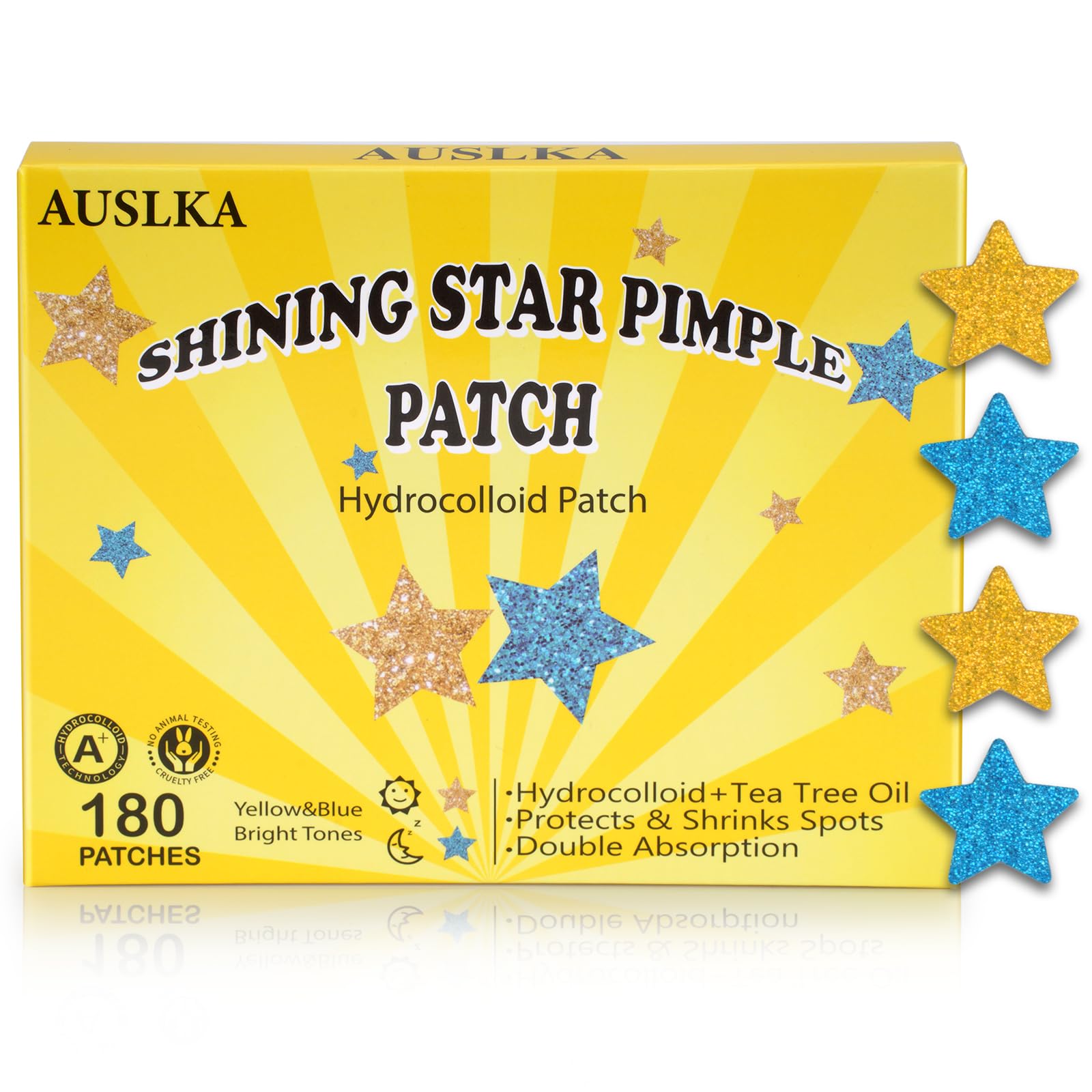 AUSLKA SHINING Star Pimple Patches -Hydrocolloid Patch for Covering Zits and Blemishes Pimple Patches Cute Spot Stickers for