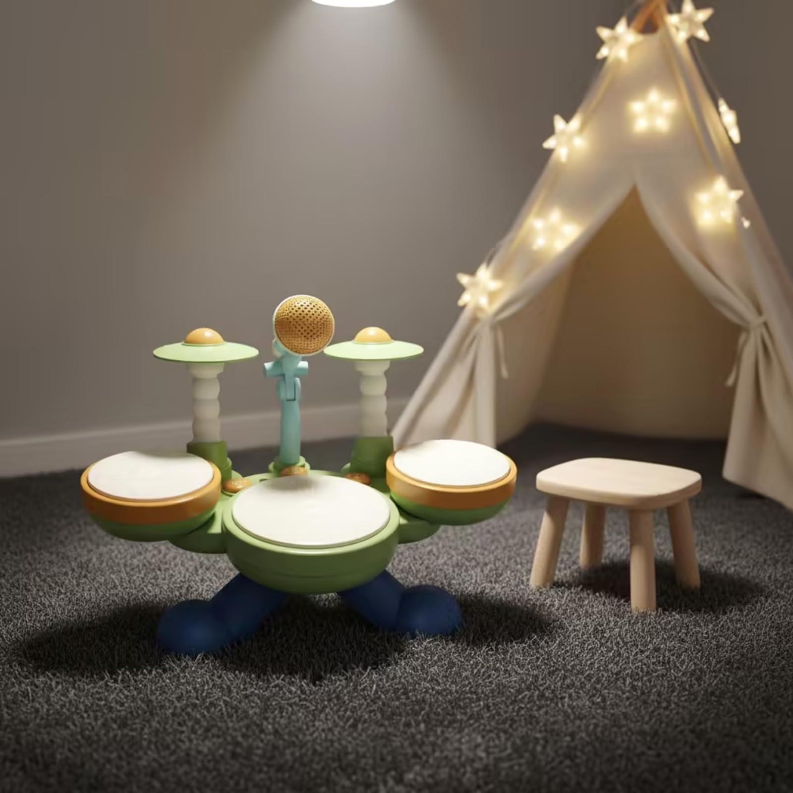 Batería Electrónica Infantil Set de Percusión con Tambores Platillos Juguete Musical Instrumento Interactivo con Canciones y Luces Fomenta y , Style to 1