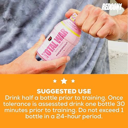 Miniatura 3 de REDCON1 Total War Ready to Drink Pre Entrenamiento - Fórmula RTD apta para dieta cetogénica - Aminoácido + malato de citrulina bebida