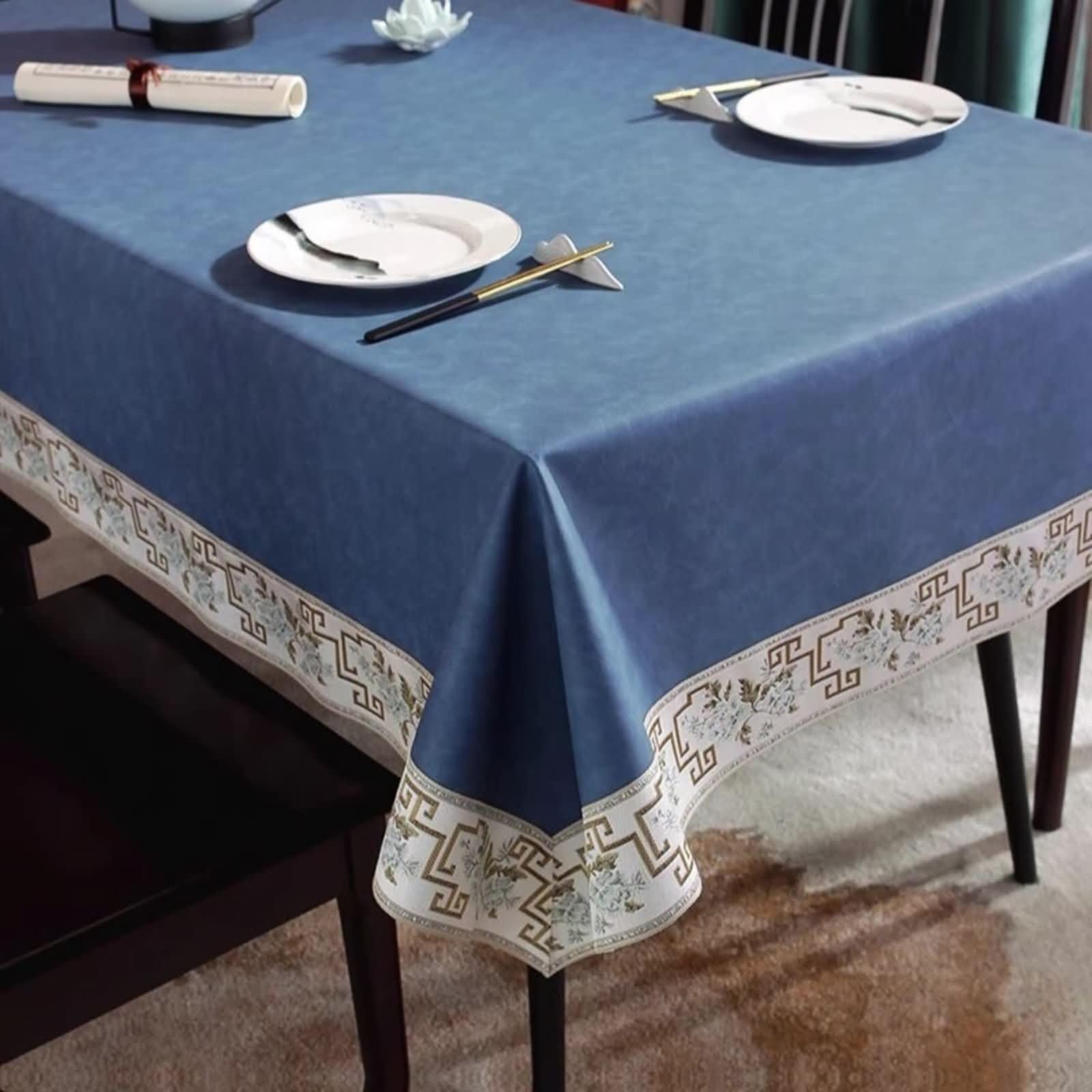 Nappe Carrée 120x120 en Cuir PU Idéale pour Sublimer les Repas de Famille dans la Salle à Manger