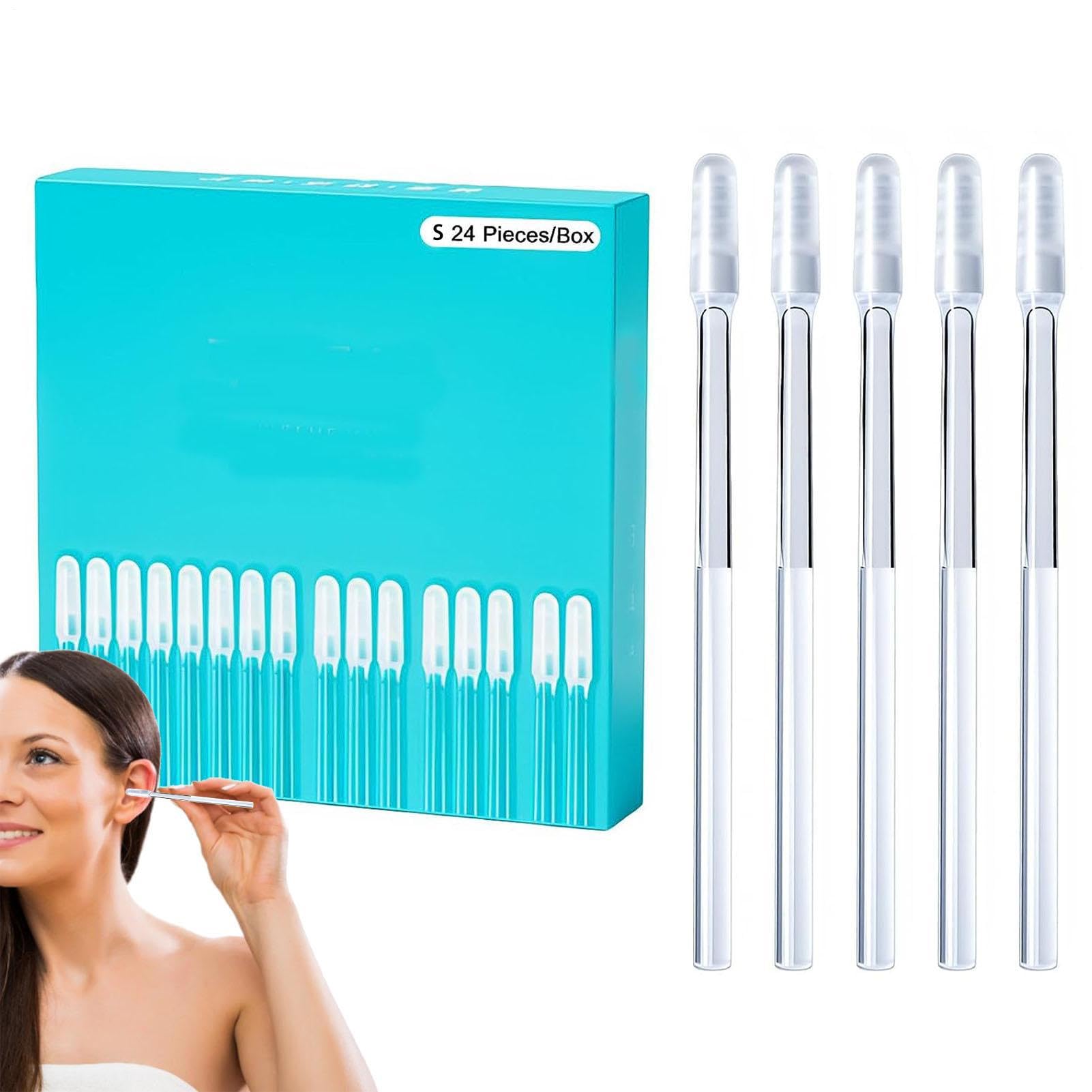 Earwax Removal Stick - Reusable Resin Ear Cleaner 24Pcs Washable Tools Sticky Er Cleaning Device Kit Adults Children