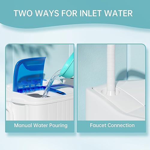 Miniatura 3 de INTERGREAT Lavadora portátil de doble tina con bomba de drenaje, mini lavadora compacta de 15 libras con manguera más larga, combo de lavadora