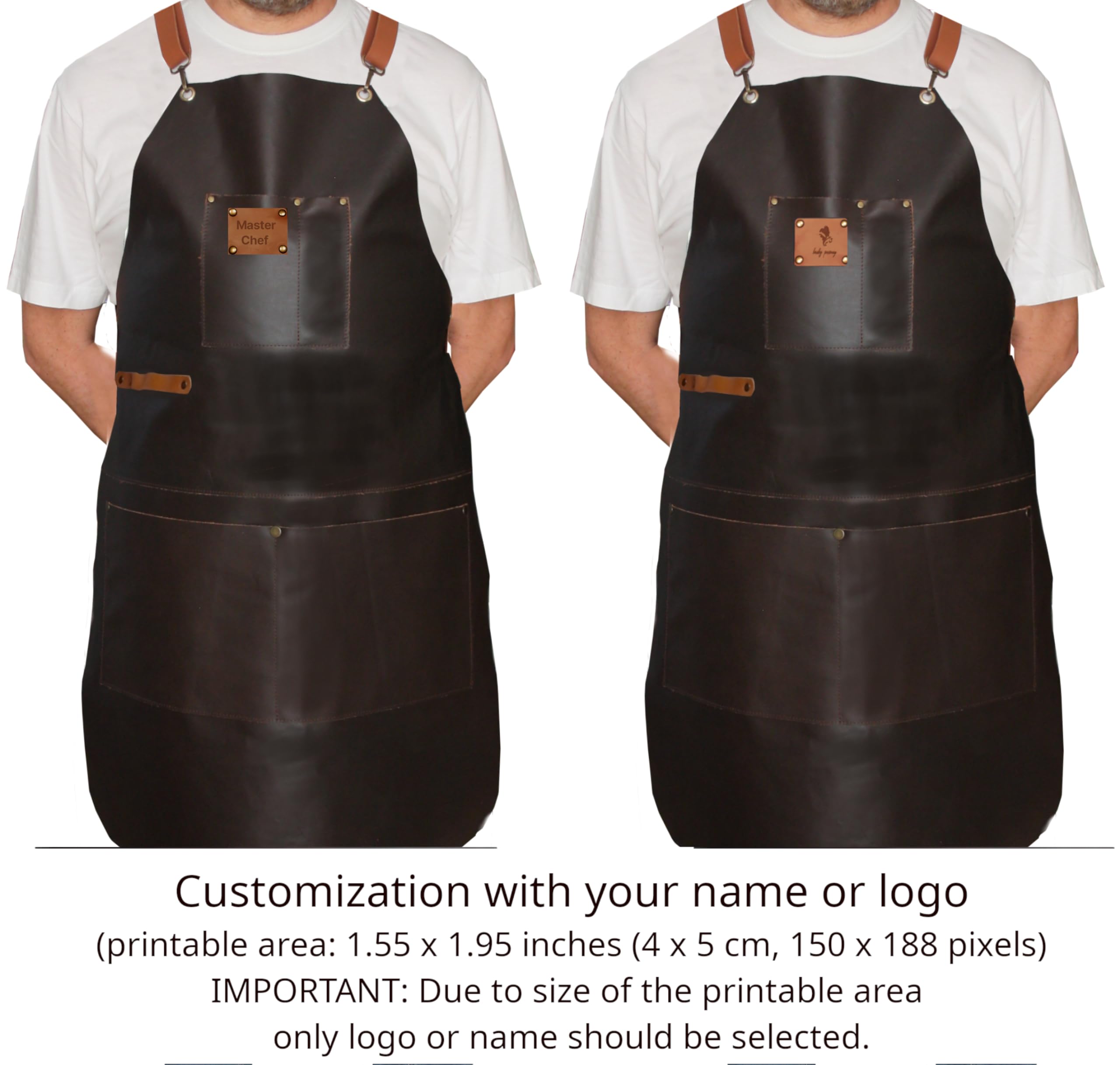 Grembiule in pelle personalizzabile di alta qualità, perfetto per grigliare, barbecue, barista, lavorazione del legno e chef, regalo per papà e marito