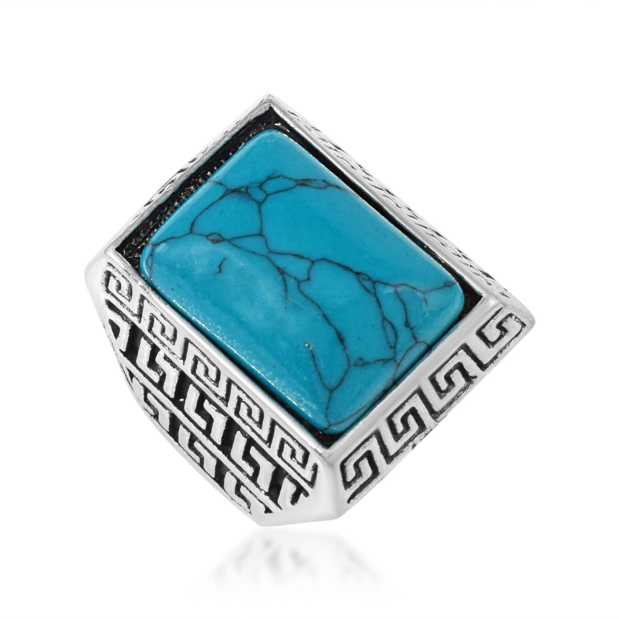 Memoir Brass Oxidised Silverplated Turquoise Firoza finger ring Men Women fashion stylish (ORNI8188) (B09XLH7Q7W) Amazon Price History, Amazon Price Tracker