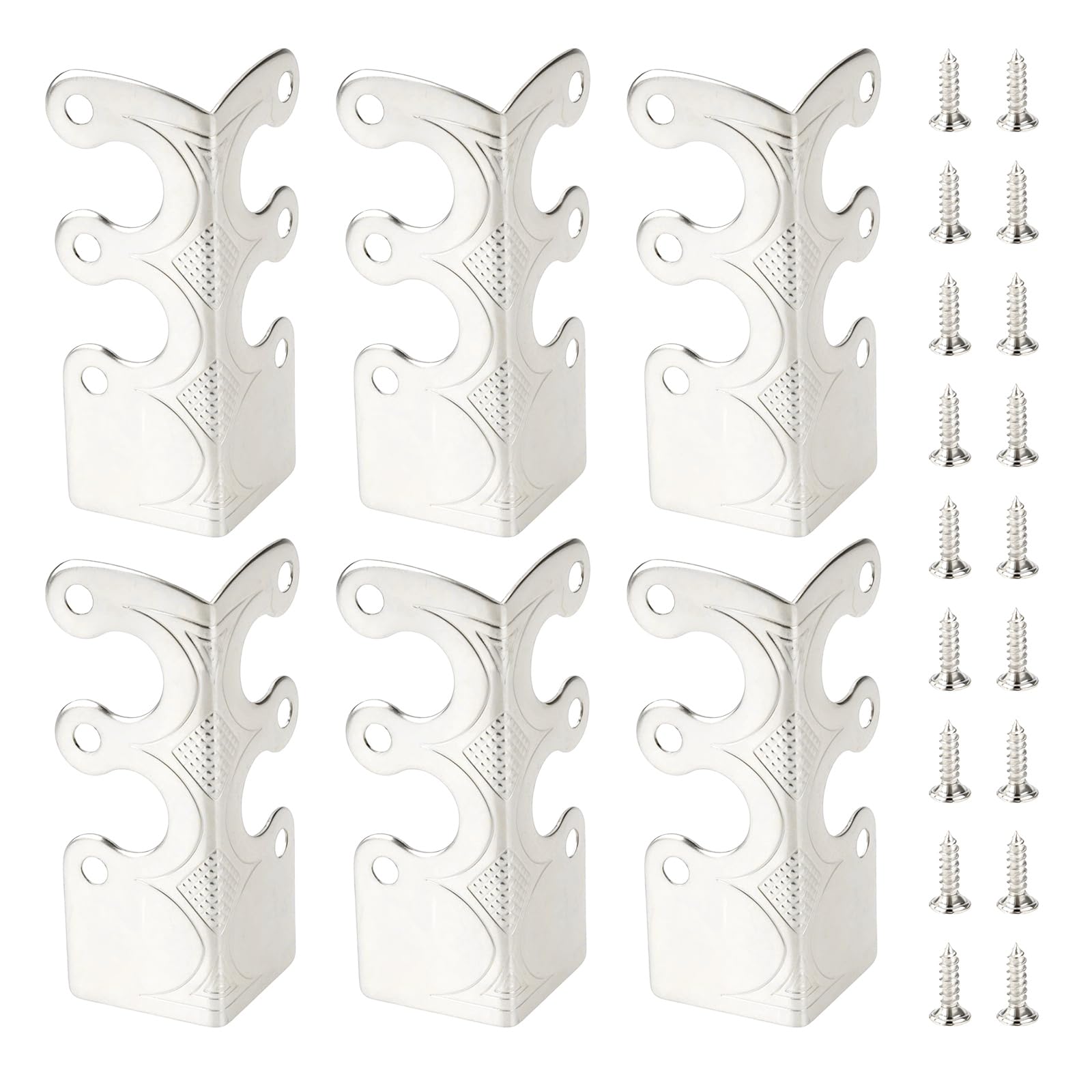 12 pièces de protections d'angle en métal avec vis pour plinthes pour meubles de salon, bureau et boîtes à bijoux - Emballage 4,8x2,9x2,1 cm Blanc Nickel