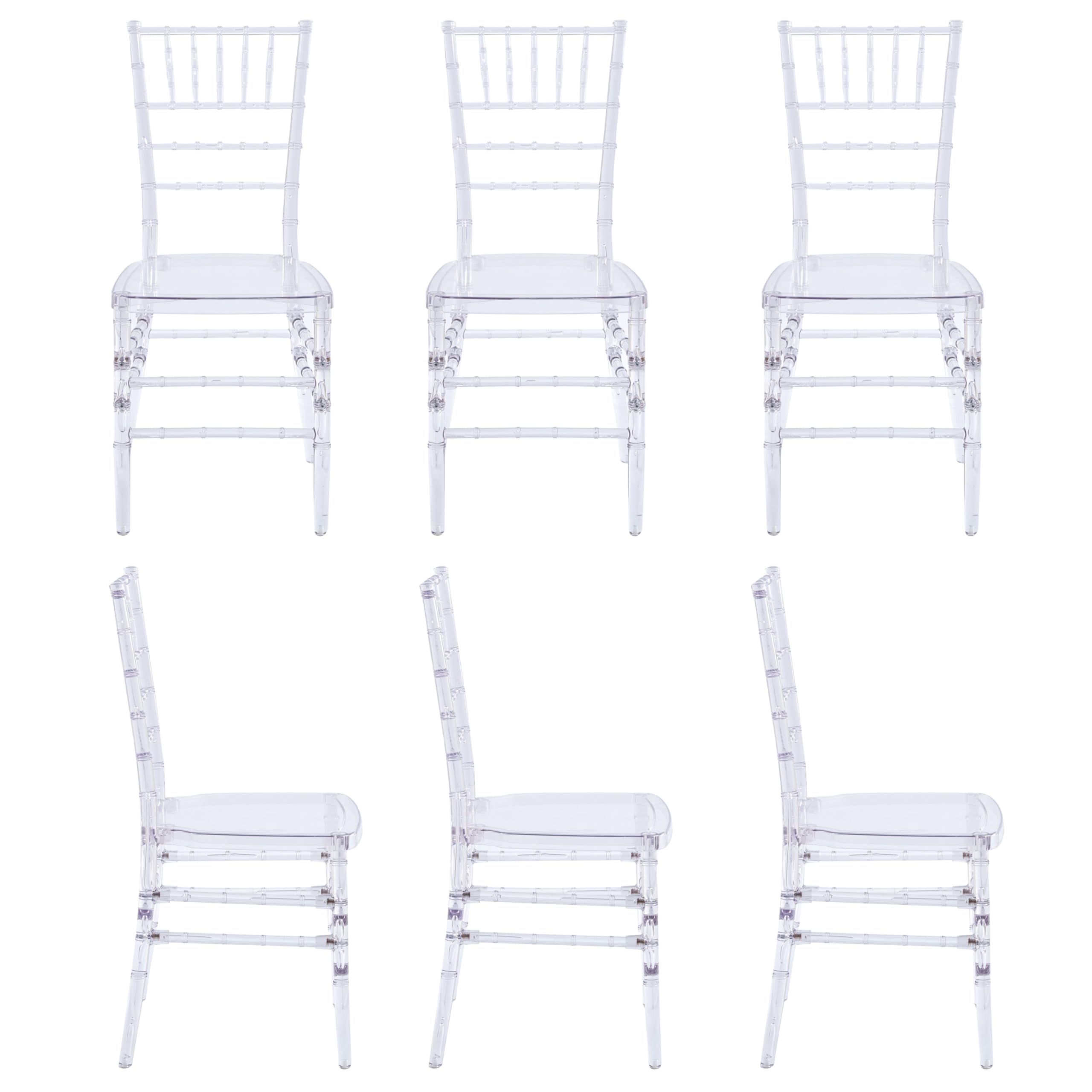 Clear Acrylic Chiavari Chairs, Modern Dining Chairs Set of 6, Accent Event Ghost Chairs for Wedding Party Event Reception