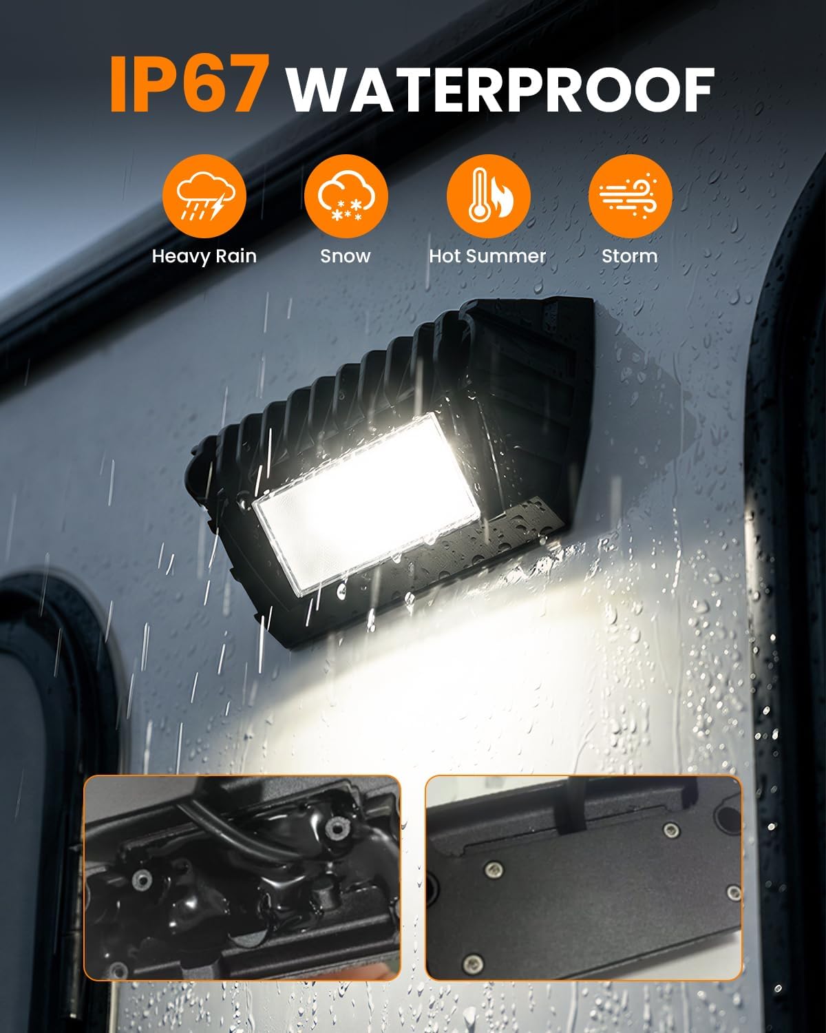 2 Pack RV Exterior Lights, 900LM 12V IP67 Waterproof LED Porch Lights with Anti-Glare Lens for Camper, Trailer, Awning, Cargo, Marine, SUV Roof Rack