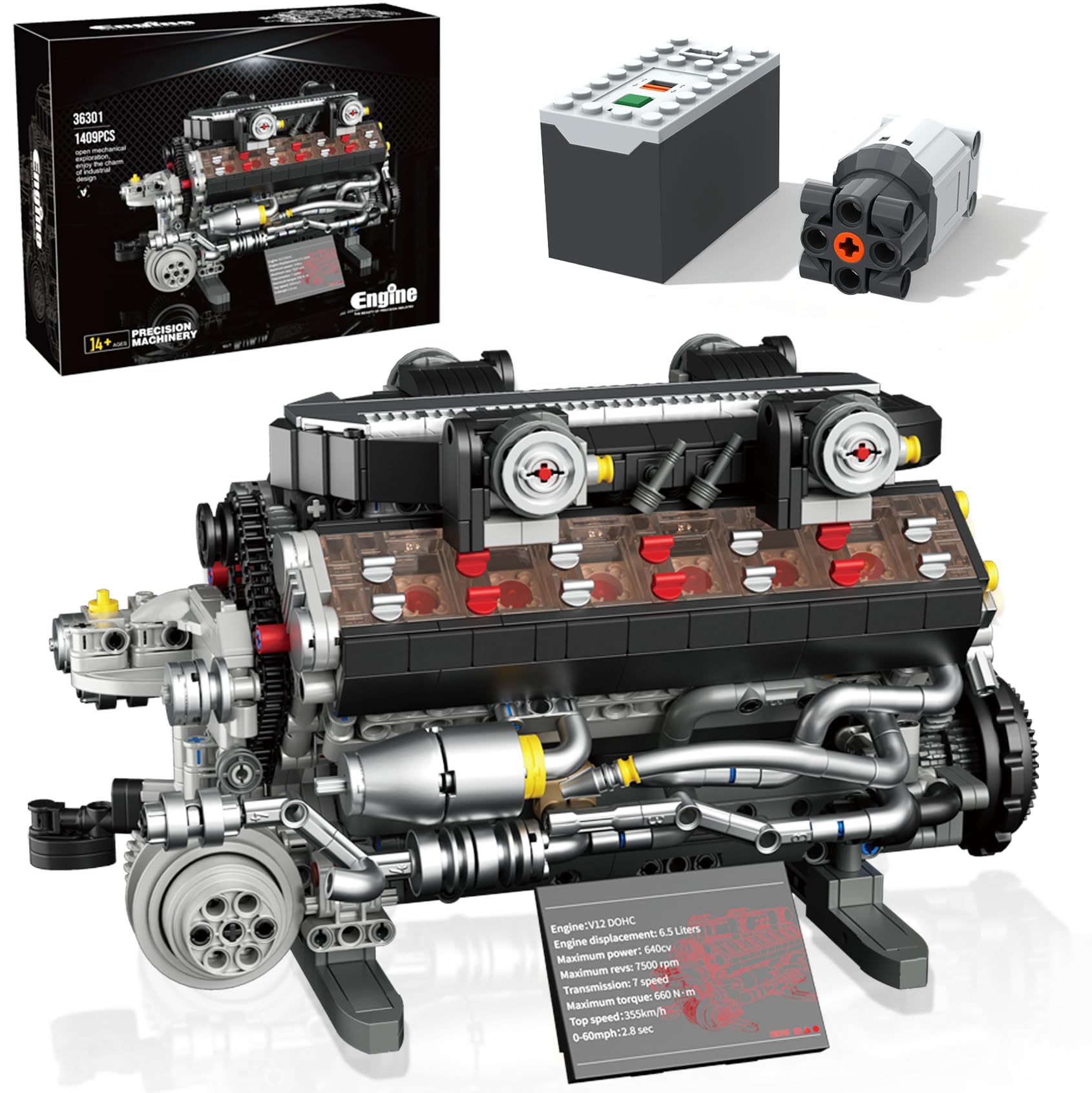 Amazon.com: V12 Engine Building Set for Adults and Teens 14+, 1409 Amazon.com: V12 Engine Building Set for Adults and Teens 14+, 1409