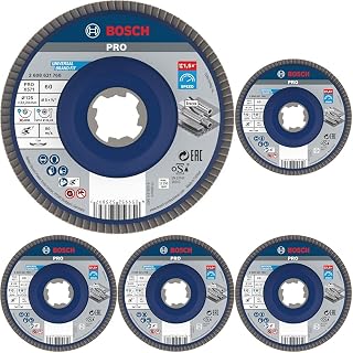 Bosch Accessories Bosch Professional 1x Fächerschleifscheibe X571 Best for Metal X-LOCK (für Metall, Ø 125 mm, P 60, gewinkelte Ausführung, Zubehör Winkelschleifer) (Packung mit 5)