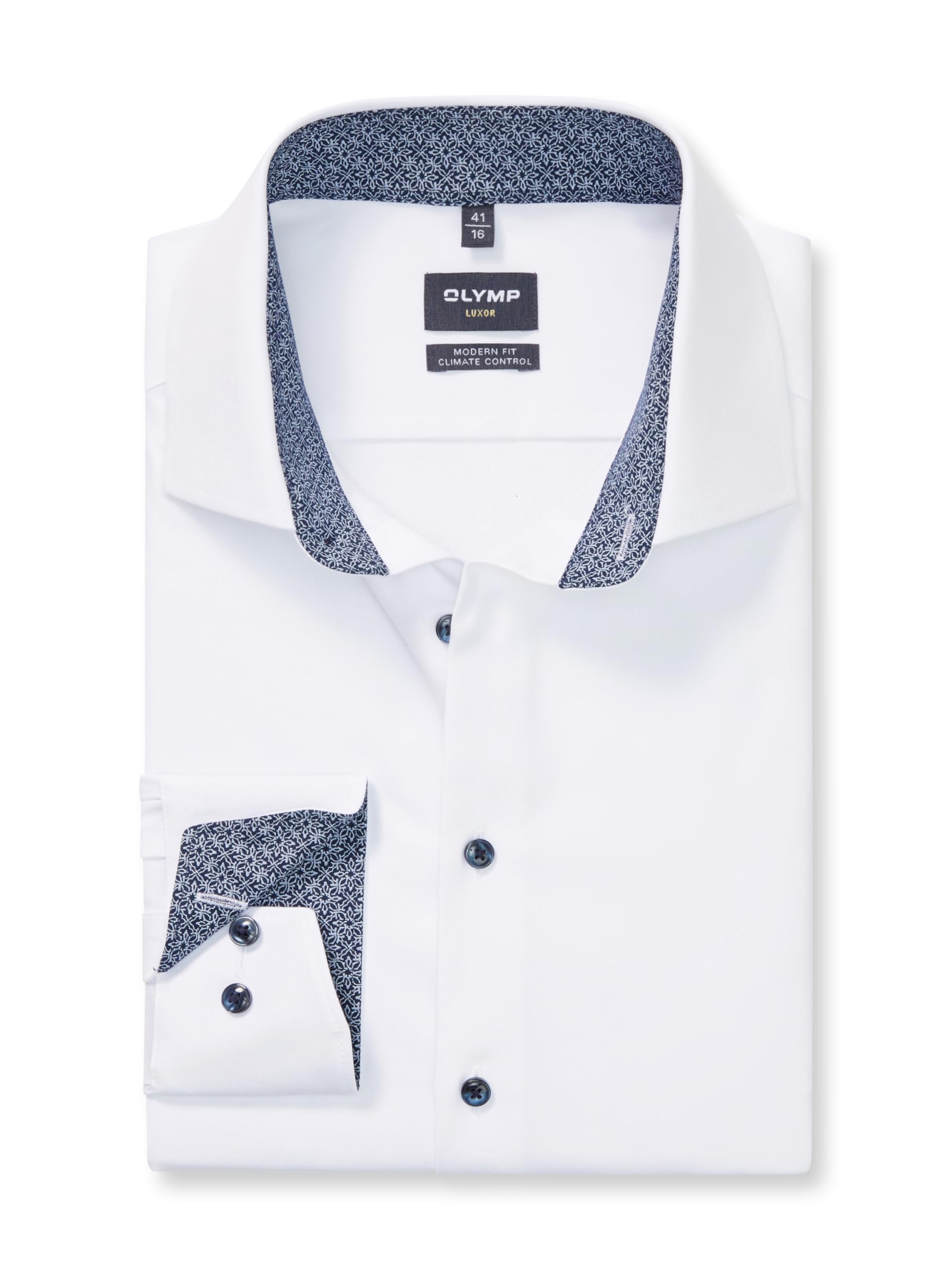 OLYMP Men's Long-Sleeved Shirt Luxor 24/Seven, Twill, 465 Modern Fit 20.19 Global Kent, White 00, 16