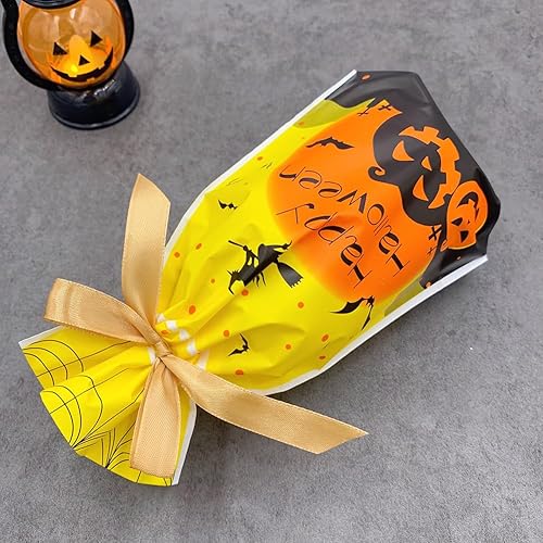 Miniatura 6 de 24 bolsas de dulces de Halloween, bolsas de regalo, bolsas de plástico con cordón, bolsas de dulces, bolsas de envoltura de regalos, decoración de
