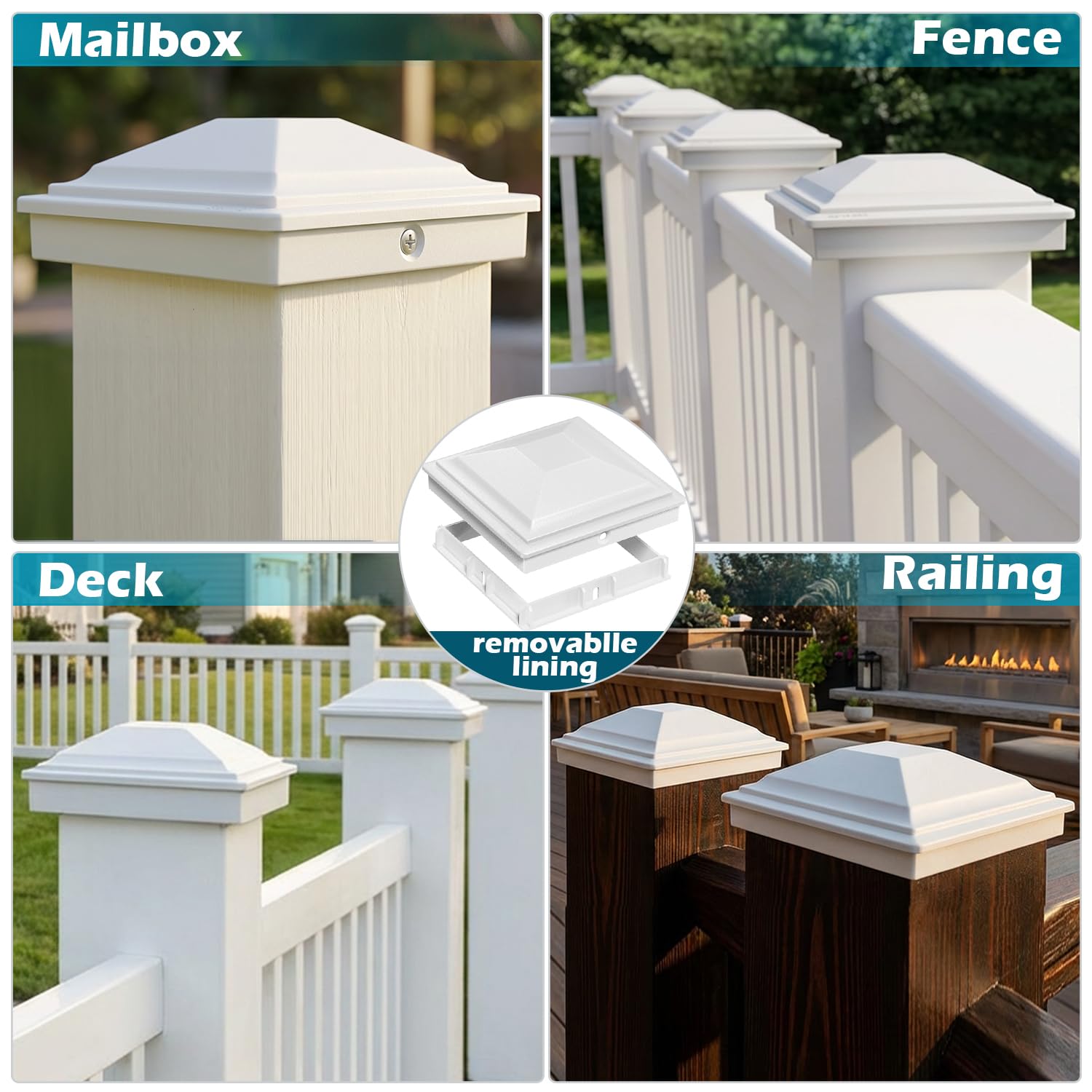 Snapklik.com : 4x4 Post Caps White 24 Pack, Deck Post Covers Outdoor ...