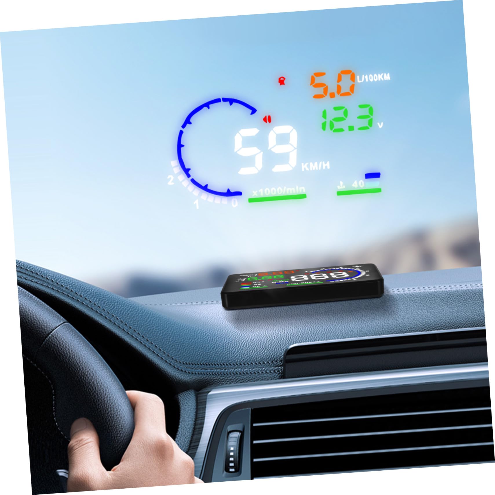 Display Auto Head-up con Proiezione Regolabile Schermo Riflettente Portatile per Velocità Promemoria Sicurezza per Viaggi Lunghi Tragitti Urbani e Guida Notturna