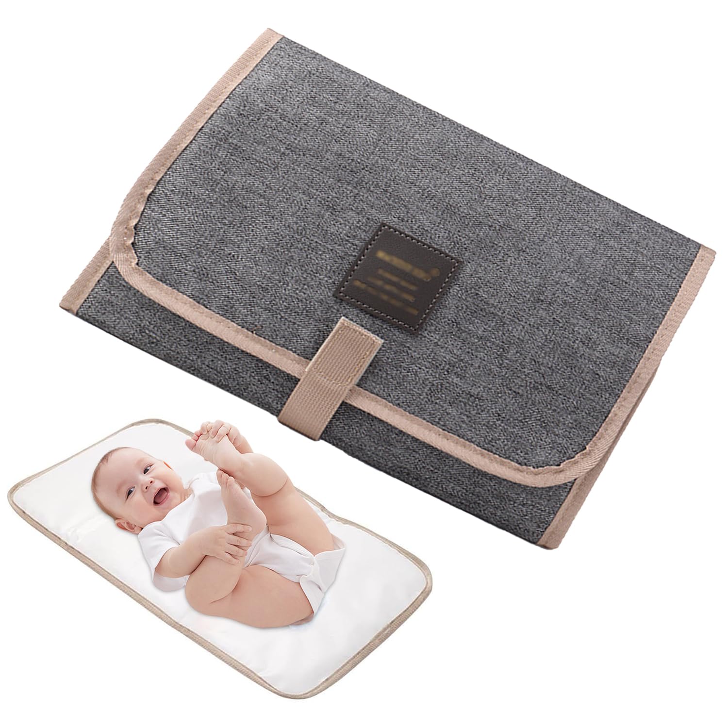 Travel Changing Mat - Foldable Baby Diaper Changing Pad - Waterproof and Comfortable, Portable Changing Mat for Travel, Journeys, Newborns, Home and Outside (Grey)