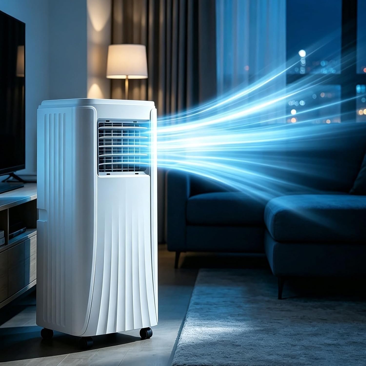 Przenośny Klimatyzator 12000 BTU z Osuszaczem, do Pokoju 25 m², Chłodzenie na 24h, 2 Tryby Wentylacji, Bez Odprowadzania Skroplin, do Domu i Biura