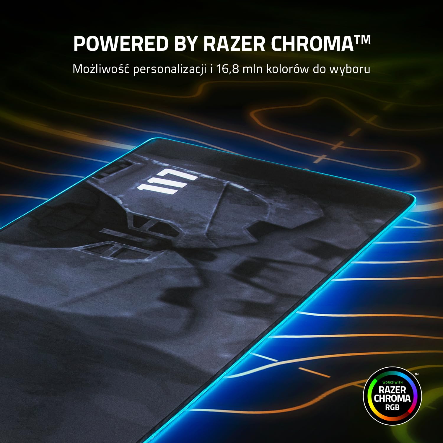 Razer Goliathus Extended Chroma - miękka, rozszerzona podkładka pod mysz do gier z oświetleniem Razer Chroma RGB (uchwyt na kabel, powierzchnia z tkaniny, pikowana krawędź) HALO