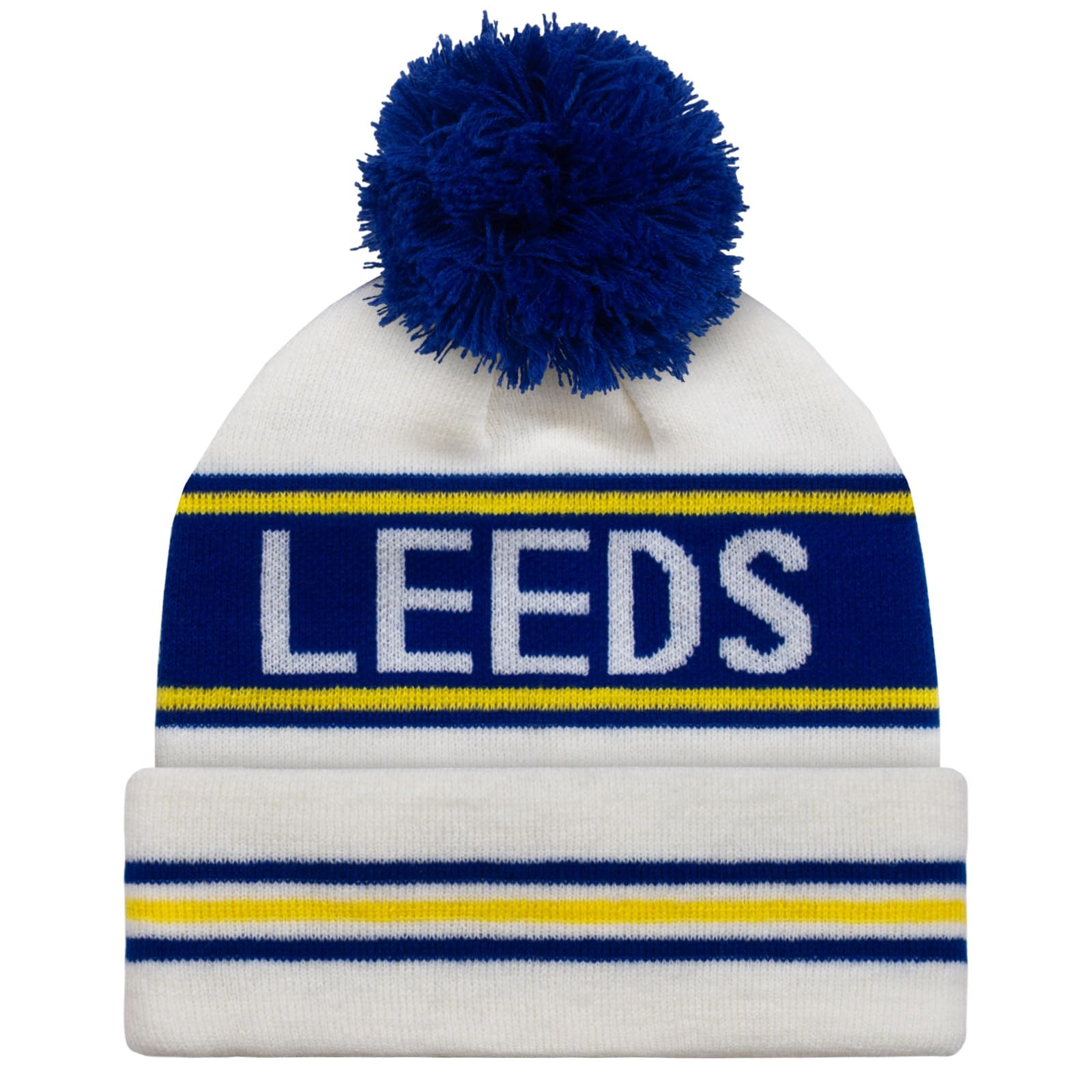 fan originals Leeds Text Bobble Hat White Blue