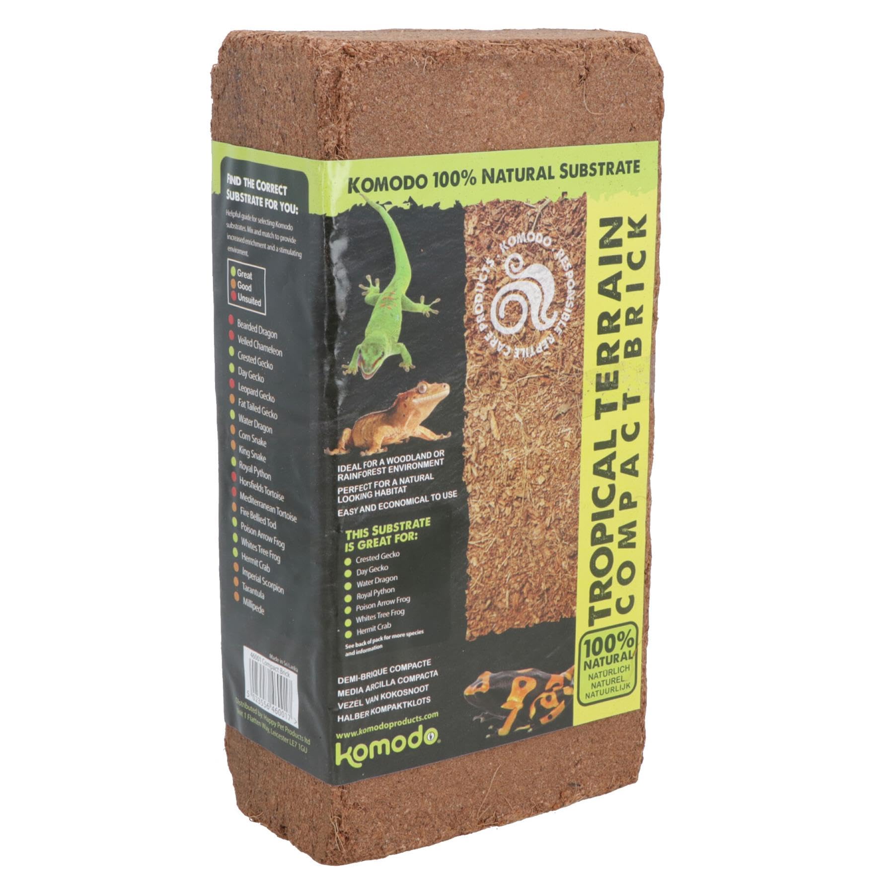 AB Tools Tropical Terrain Compact Brick Natural Reptile Substrate Expanding Coconut Fibre for Woodland Rainforest Habitats